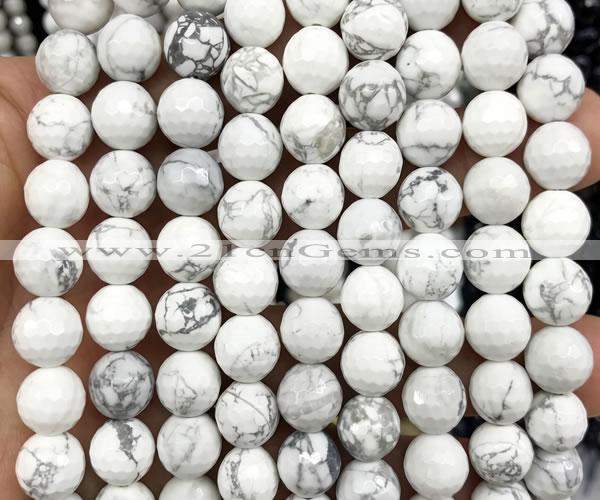 CWB282 15 inches 12mm faceted round white howlite beads
