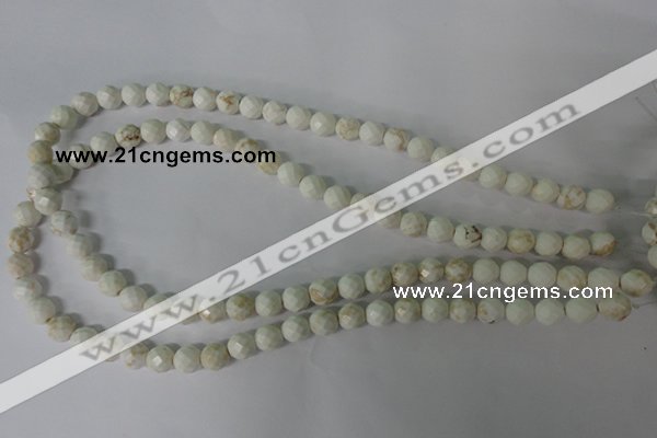 CWB301 15.5 inches 6mm faceted round howlite turquoise beads