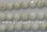 CWB302 15.5 inches 8mm faceted round howlite turquoise beads