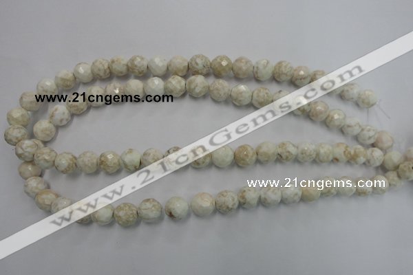 CWB303 15.5 inches 10mm faceted round howlite turquoise beads