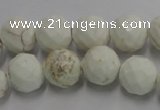 CWB304 15.5 inches 12mm faceted round howlite turquoise beads