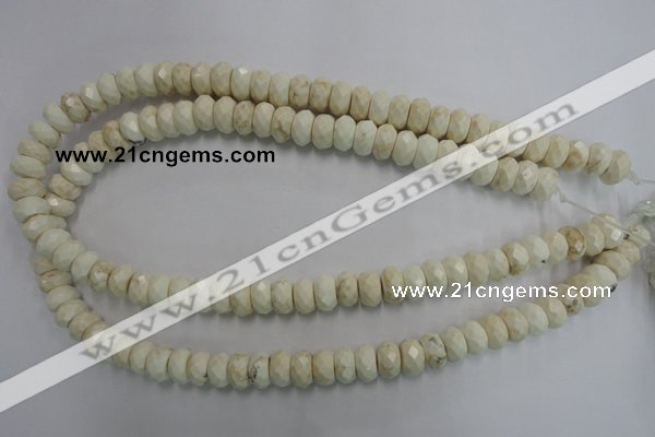 CWB327 15.5 inches 6*10mm faceted rondelle howlite turquoise beads