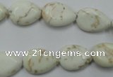 CWB363 15.5 inches 12*16mm flat teardrop howlite turquoise beads