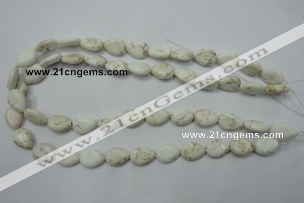 CWB363 15.5 inches 12*16mm flat teardrop howlite turquoise beads