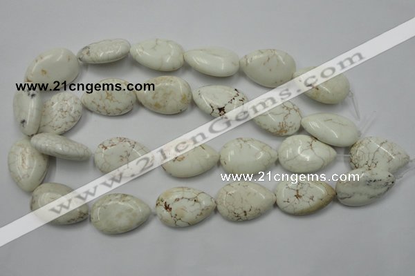 CWB367 15.5 inches 20*30mm flat teardrop howlite turquoise beads