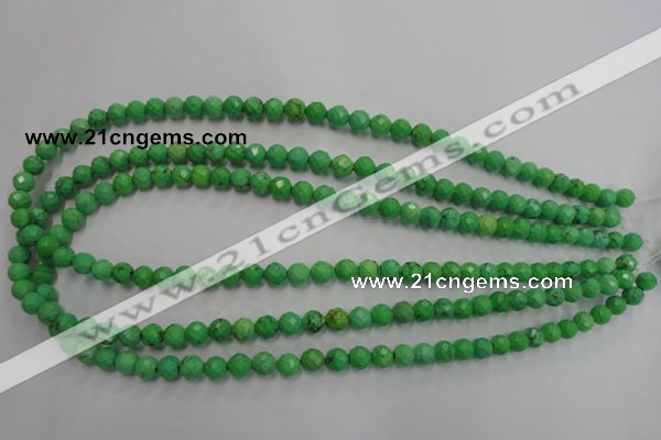 CWB390 15.5 inches 4mm faceted round howlite turquoise beads