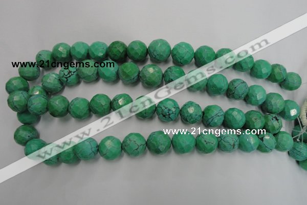CWB406 15.5 inches 16mm faceted round howlite turquoise beads