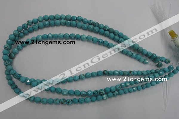 CWB421 15.5 inches 6mm faceted round howlite turquoise beads