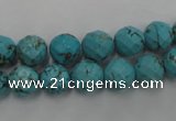 CWB422 15.5 inches 8mm faceted round howlite turquoise beads