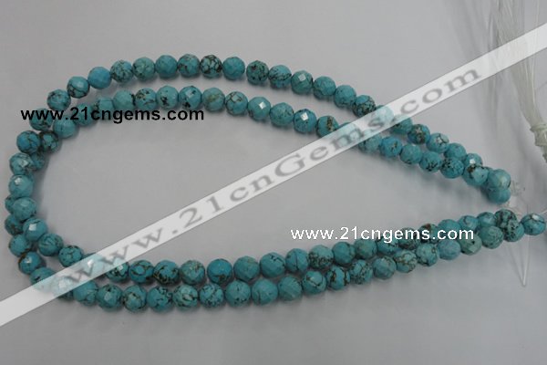 CWB422 15.5 inches 8mm faceted round howlite turquoise beads