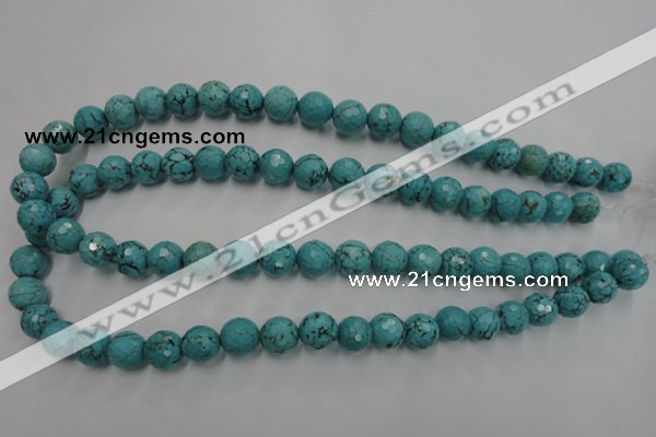 CWB423 15.5 inches 10mm faceted round howlite turquoise beads