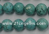 CWB424 15.5 inches 12mm faceted round howlite turquoise beads