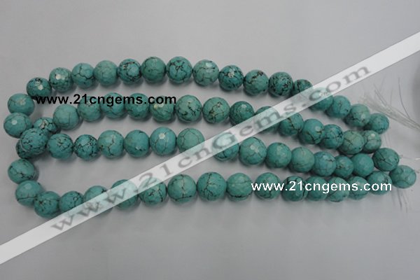 CWB424 15.5 inches 12mm faceted round howlite turquoise beads