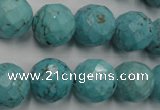 CWB425 15.5 inches 14mm faceted round howlite turquoise beads