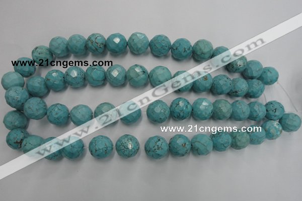 CWB425 15.5 inches 14mm faceted round howlite turquoise beads