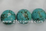 CWB427 15.5 inches 16mm faceted round howlite turquoise beads