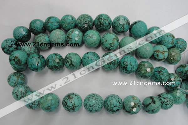 CWB428 15.5 inches 18mm faceted round howlite turquoise beads