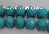 CWB434 15.5 inches 12mm faceted round howlite turquoise beads