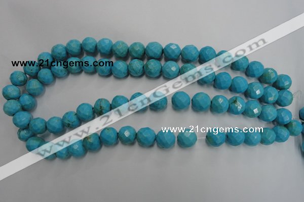 CWB434 15.5 inches 12mm faceted round howlite turquoise beads