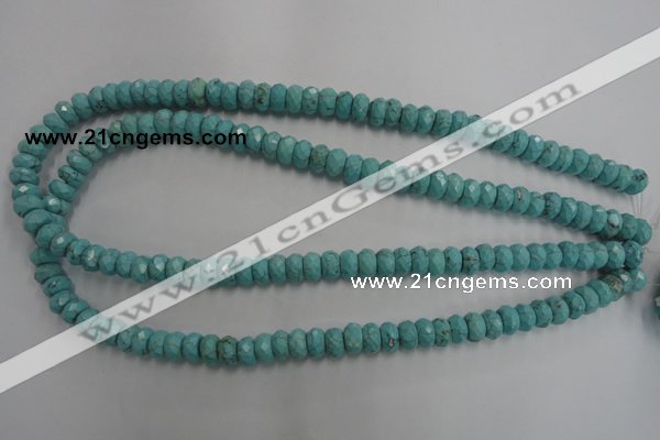 CWB443 15.5 inches 5*8mm faceted rondelle howlite turquoise beads