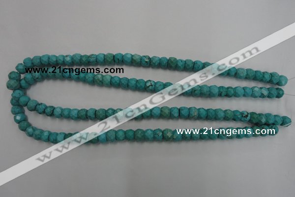 CWB444 15.5 inches 6*8mm faceted rondelle howlite turquoise beads