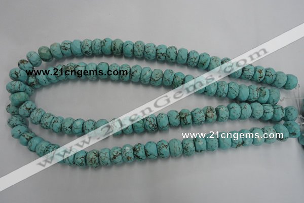 CWB449 15.5 inches 8*12mm faceted rondelle howlite turquoise beads