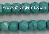 CWB450 15.5 inches 10*12mm faceted rondelle howlite turquoise beads