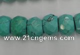 CWB452 15.5 inches 10*14mm faceted rondelle howlite turquoise beads