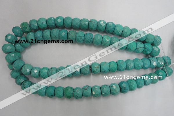 CWB452 15.5 inches 10*14mm faceted rondelle howlite turquoise beads