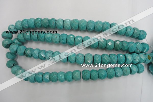 CWB453 15.5 inches 10*14mm faceted rondelle howlite turquoise beads