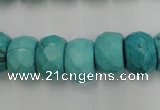 CWB454 15.5 inches 10*14mm faceted rondelle howlite turquoise beads