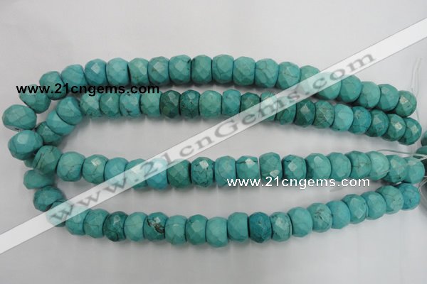 CWB454 15.5 inches 10*14mm faceted rondelle howlite turquoise beads