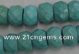 CWB455 15.5 inches 10*14mm faceted rondelle howlite turquoise beads