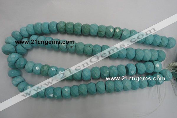 CWB455 15.5 inches 10*14mm faceted rondelle howlite turquoise beads