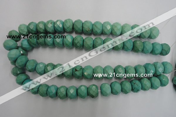 CWB456 15.5 inches 12*16mm faceted rondelle howlite turquoise beads