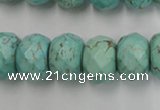 CWB457 15.5 inches 12*16mm faceted rondelle howlite turquoise beads