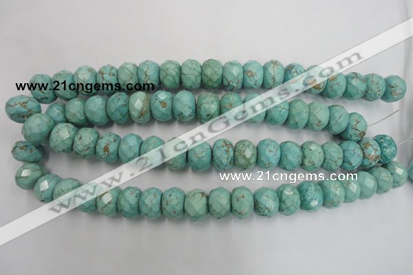 CWB457 15.5 inches 12*16mm faceted rondelle howlite turquoise beads