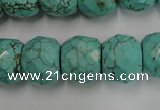 CWB458 15.5 inches 13*15mm faceted rondelle howlite turquoise beads