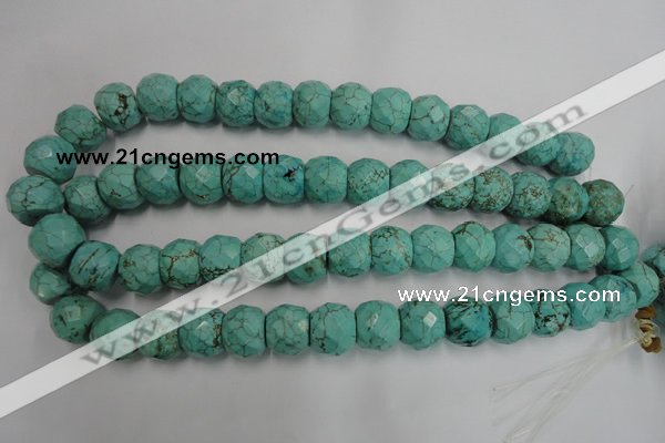 CWB458 15.5 inches 13*15mm faceted rondelle howlite turquoise beads