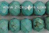 CWB459 15.5 inches 12*18mm faceted rondelle howlite turquoise beads