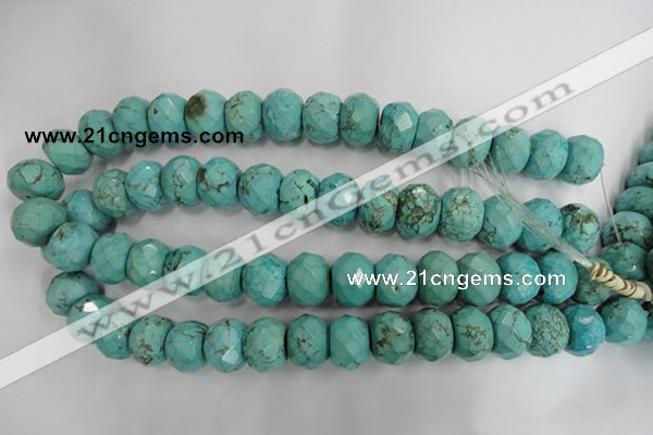 CWB459 15.5 inches 12*18mm faceted rondelle howlite turquoise beads