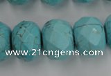 CWB462 15.5 inches 14*20mm faceted rondelle howlite turquoise beads