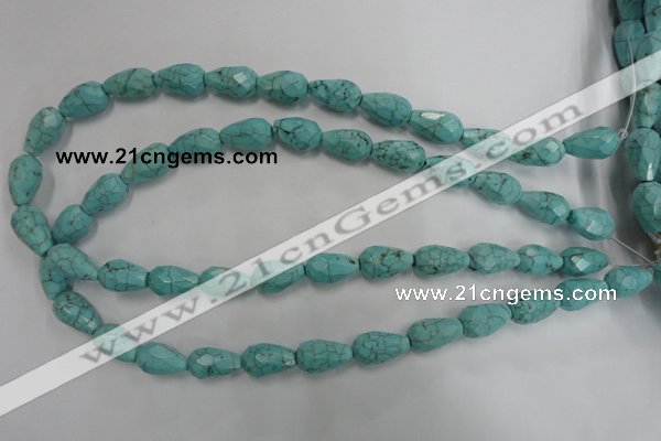 CWB471 15.5 inches 10*16mm faceted teardrop howlite turquoise beads