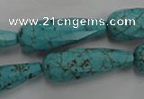 CWB472 15.5 inches 10*30mm faceted teardrop howlite turquoise beads