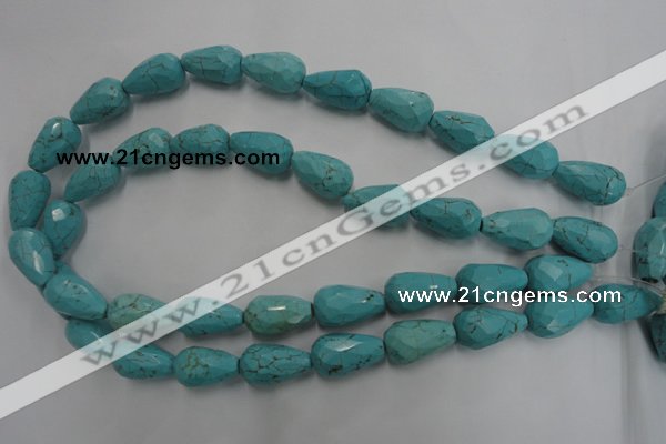 CWB473 15.5 inches 12*20mm faceted teardrop howlite turquoise beads