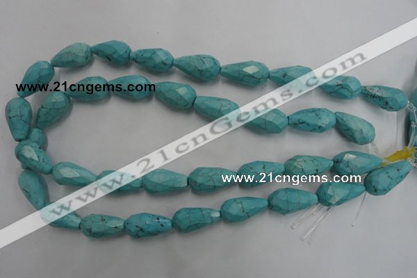 CWB474 15.5 inches 12*22mm faceted teardrop howlite turquoise beads