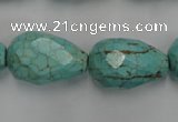 CWB475 15.5 inches 15*22mm faceted teardrop howlite turquoise beads