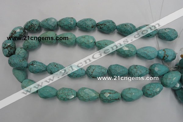 CWB475 15.5 inches 15*22mm faceted teardrop howlite turquoise beads