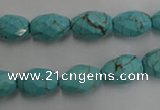 CWB481 15.5 inches 8*12mm faceted rice howlite turquoise beads