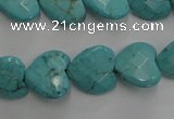 CWB493 15.5 inches 15*15mm faceted heart howlite turquoise beads